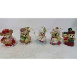 JASCO CARING CRITTER CHIMERS Porcelain Bell  Christmas Ornaments Set VINTAGE Lot